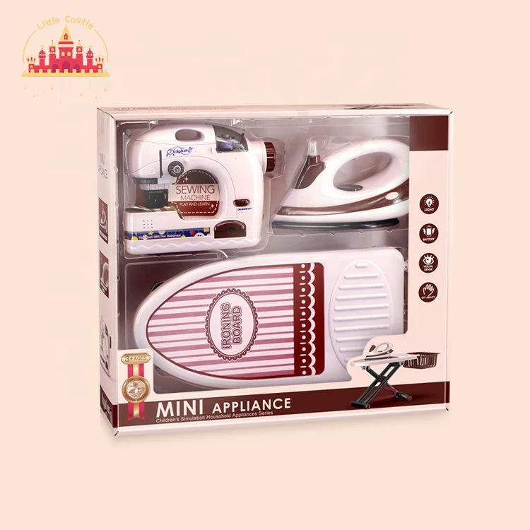 Best quality antique doll size sewing machine kit toy for kids with ironing and large bed board SL10D249