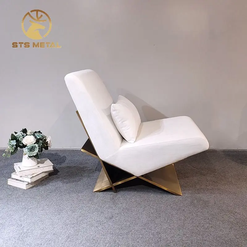 Scandinavian stainless steel single sofa chair modern simple designer living room villa fashion leisure chair customized