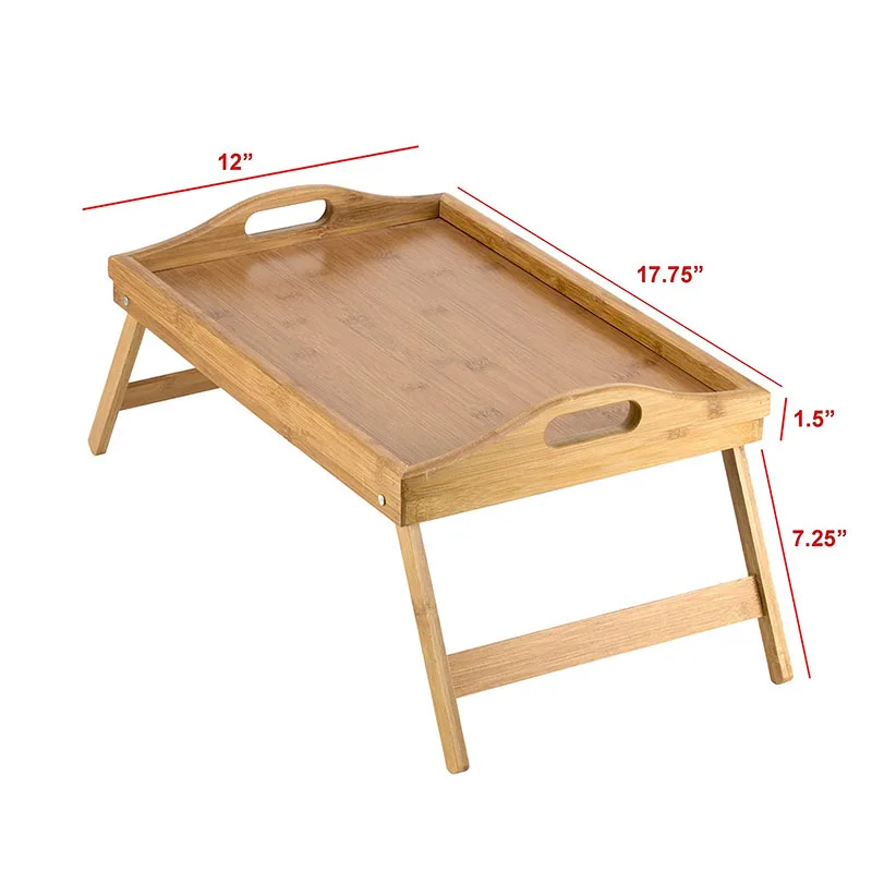 Eco-friendly Foldable Laptop Bamboo Breakfast Bed serving Tray Table with folding leg