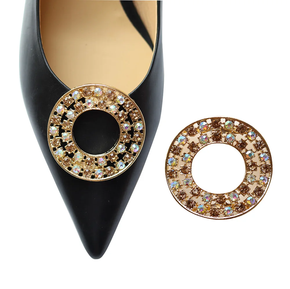 wholesale glass brass metal buckles shoe clip decorations charms accessories for wedding