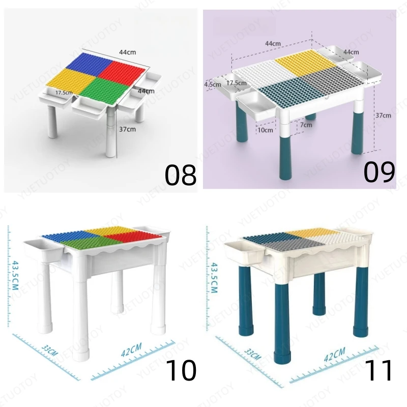 OEM/ODM plastic height adjustable lifting mode study multi-functional building block table and drawing table kid table and chair