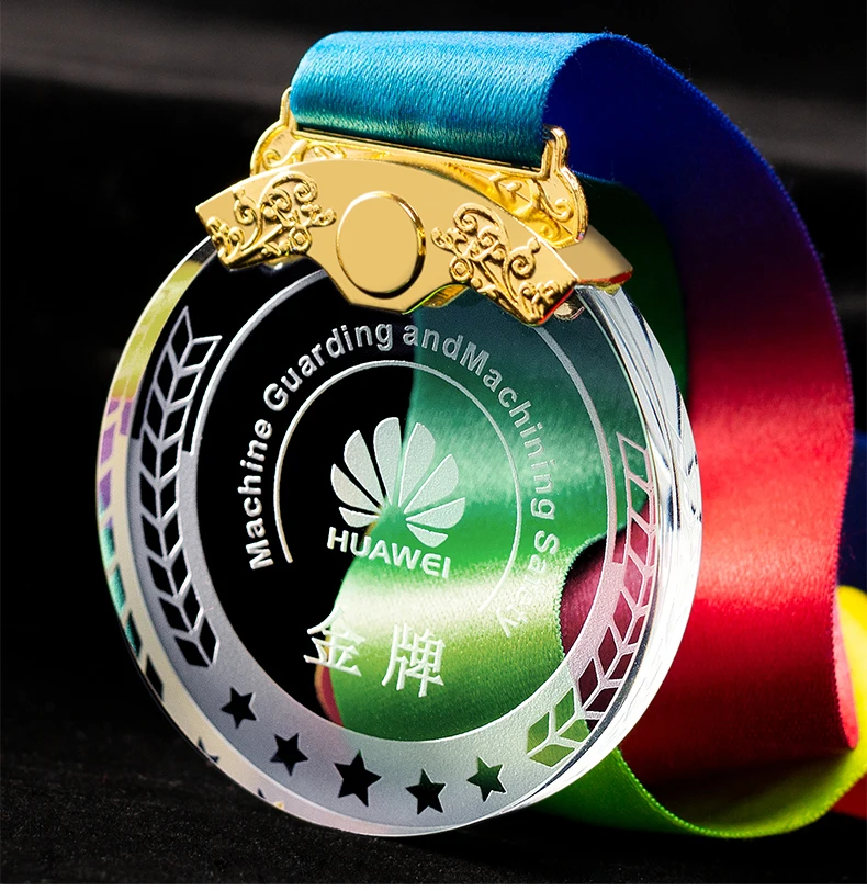 Adl Promotional Wholesale 3D Laser Engraving Crystal Glass Medals Custom Made Blank Clear Acrylic Crystal Trophy Awards Medal