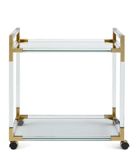 Factory Price OEM ODM Modern design Beautiful Clear Acrylic Bar Trolley Acrylic Wine Rolling Cart