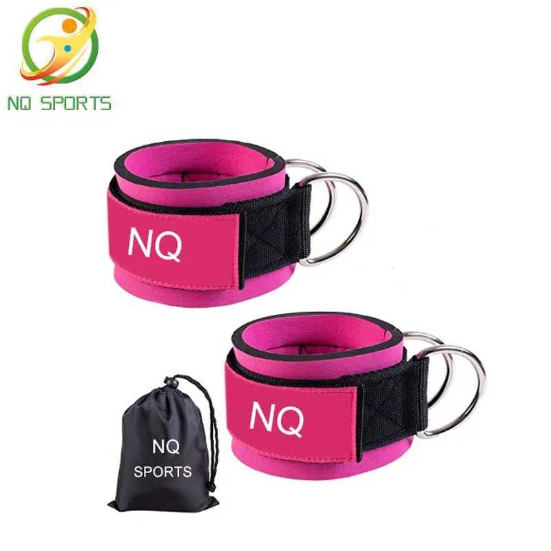 
Custom PU Neoprene Pink Fitness Padded Gym Ankle Straps For Cable Machines 