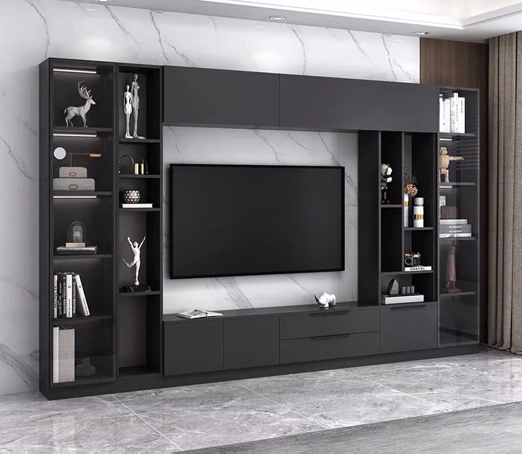 Custom home furniture modern design rectangular combination wall TV stand cabinet  table