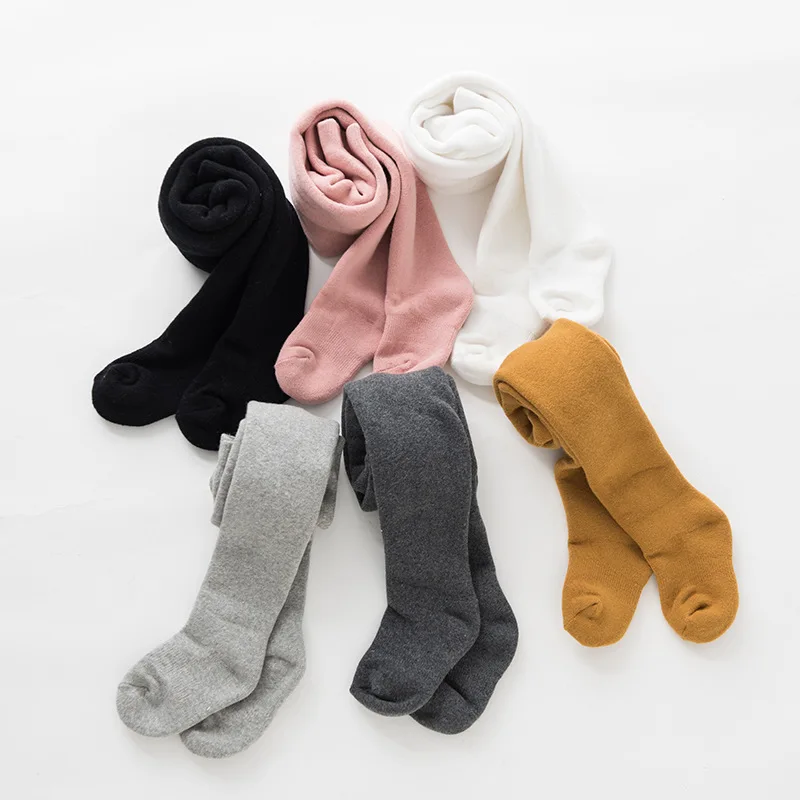 Детские осенне-зимние колготки для девочек, детские цветочные чулки, хлопковые теплые колготки