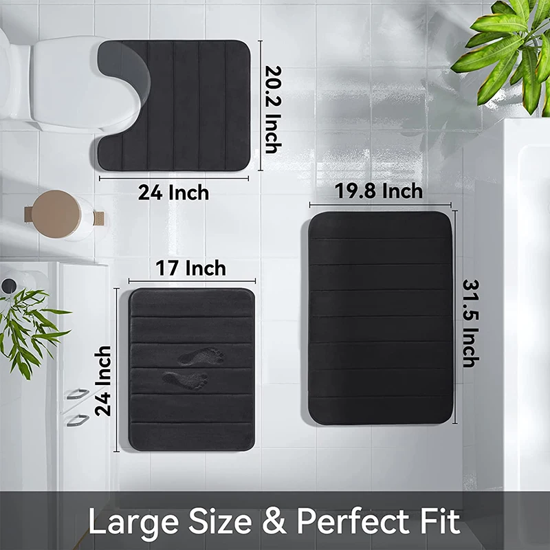 Memory Foam Rug Bath Bathroom Carpet U Shape Ultra Soft Plush Toilet Mat