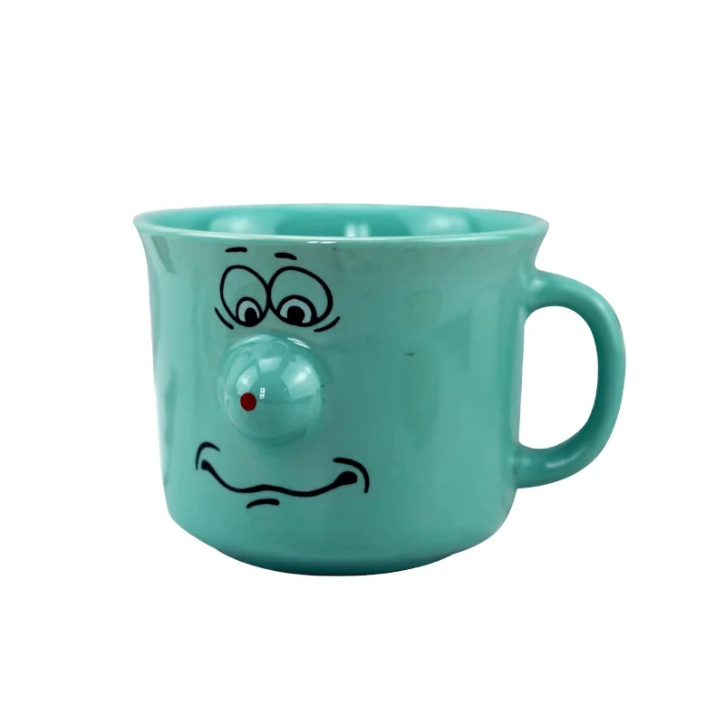 3D Nose Cute Cup Retro Blue Creative Wholesale Mugs Coffee Mug With Logo Ceramic Custom  Tea Mug Manufacturer