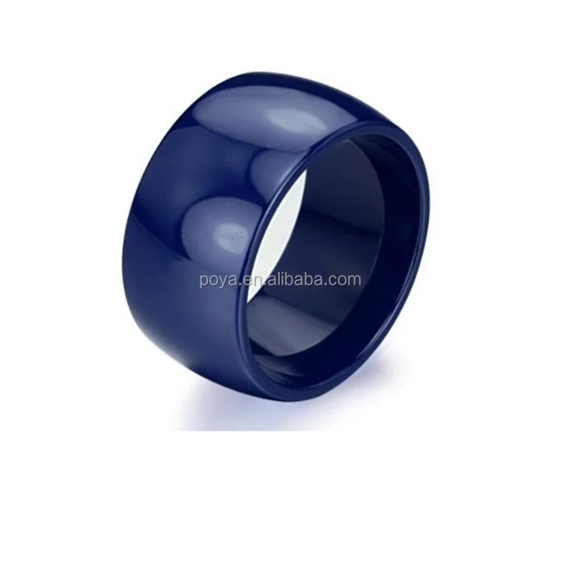 Большое керамическое кольцо POYA синее мужское на палец идеальная работа ширина 12 мм