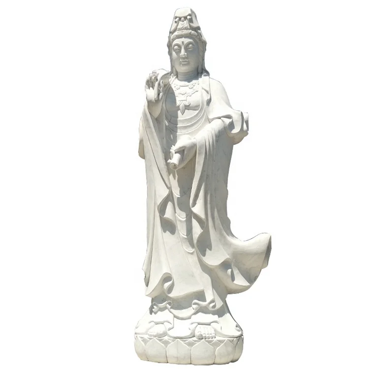 manufacturer natural white marble carved Kwan yin/Guan yin statue with child