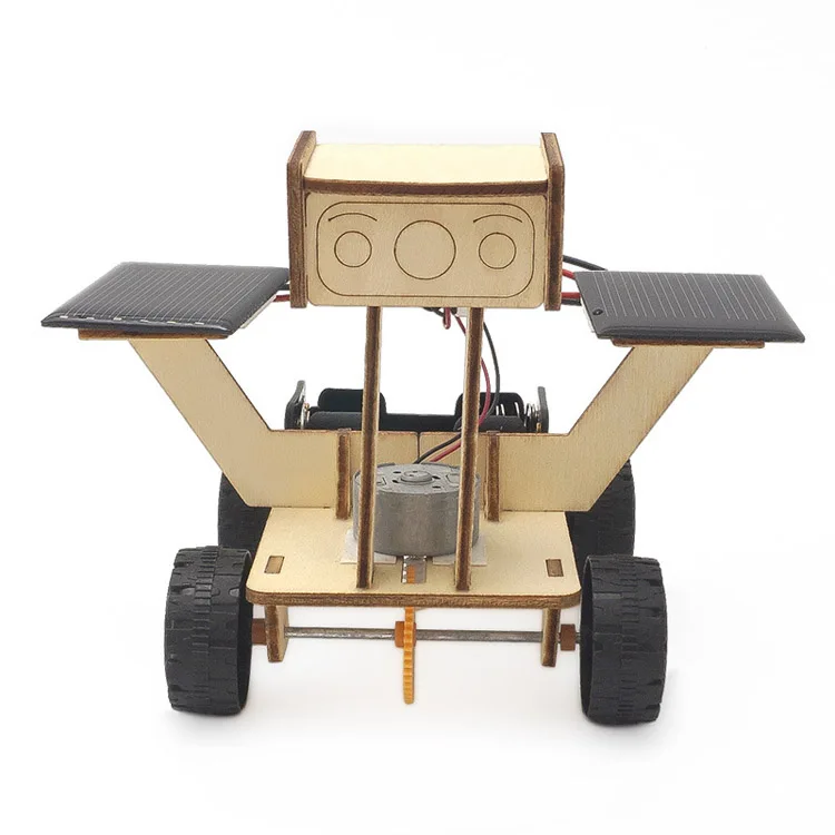 assembled solar sports car toy Stem  toys educational solar wooden electric panel system mini car solar powered car toy
