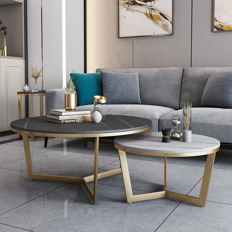 Роскошные наборы столов для гостиной мебели рынка Испания журнальный столик с керамической столешкой 12 мм порошковое покрытие из черного песка