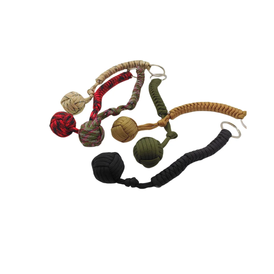 emergency paracord survival monkey fist wholesale Self-defense Keychain Metal Ball Survival Keychain
