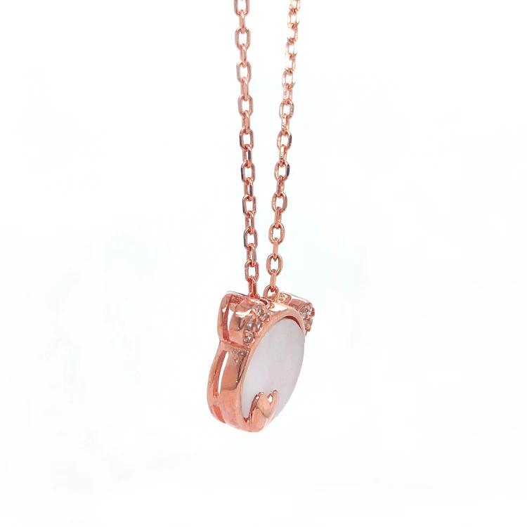 2022 Fashion Valentines Day Gifts Panda Bear Shape Jewelry Rose Gold 925 Sterling Silver Women Necklace