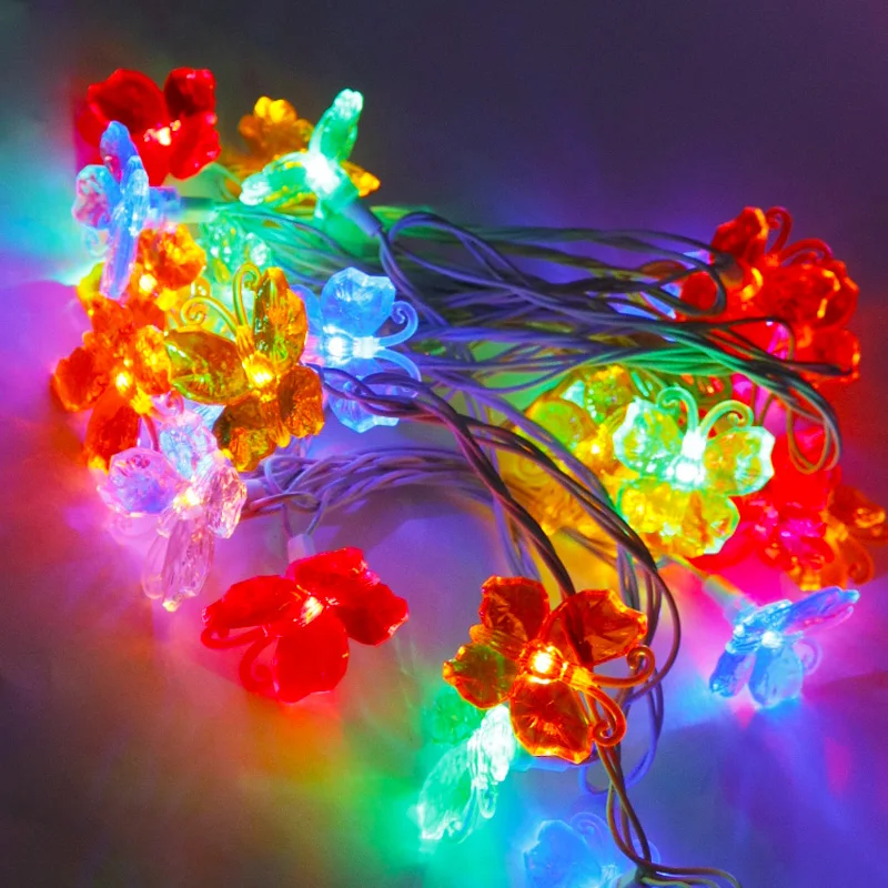 Бабочка гирлянда 10 светодиодов теплый белый для весенне-летнего украшения