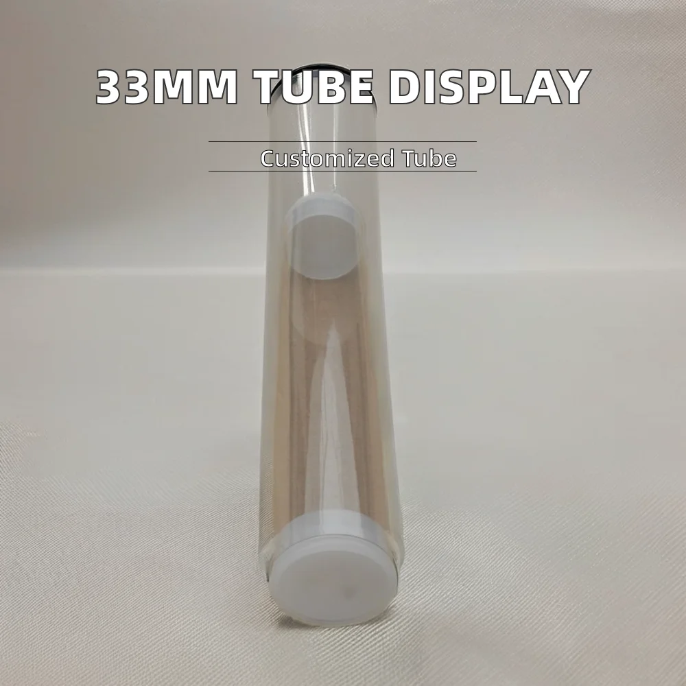 33mm Plastic Cylindrical Transparent Packaging Tube for Small Objects Screen Printed Surface for Display
