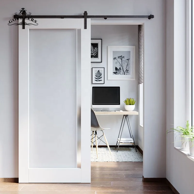 GC Glass bathroom door barn wooden door solid wood interior doors sliding design