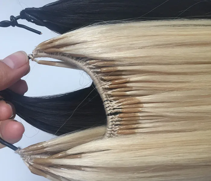 100% Virgin Original Hair One Donor Slim Cotton Thread Knotted Korea Twins Hair Extension with Two tips
