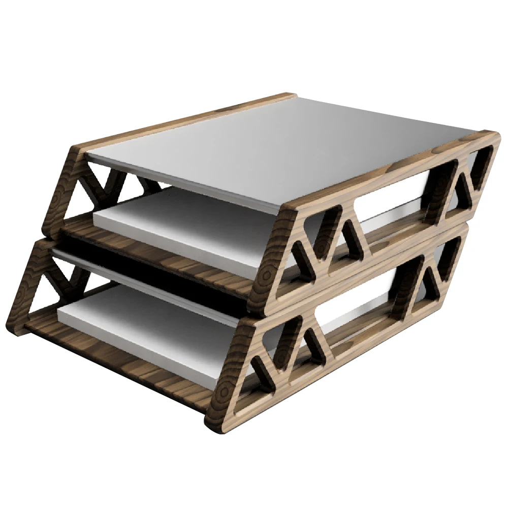 Desk Organizer File Trays Japan Wood Products Modern A4 Walnut Wood Document Holder