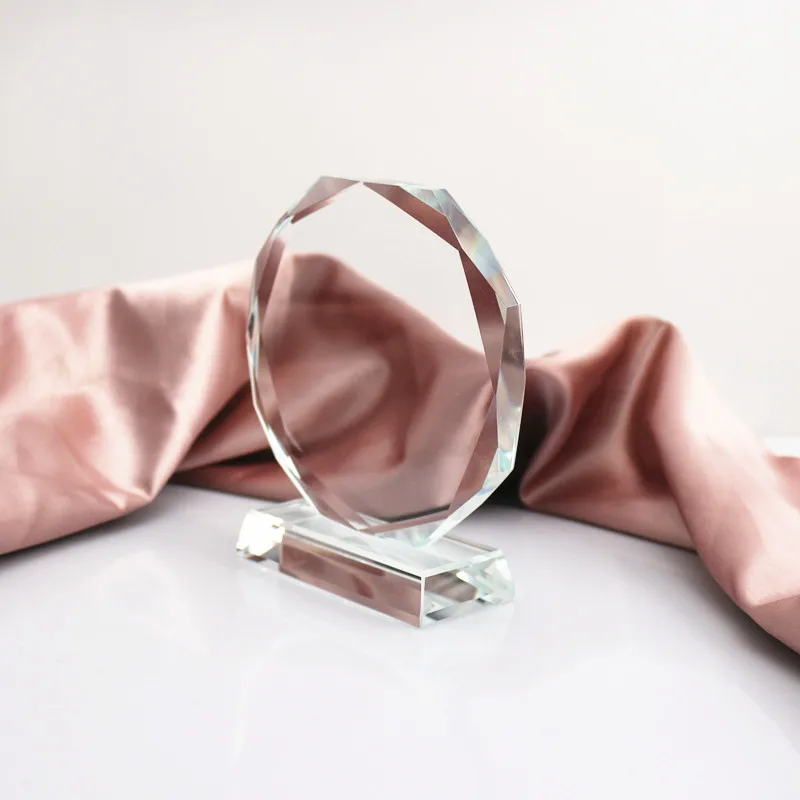 Octagon Crystal Award Glass Trophy Blank Sunflower Crystal Plaques Zinc Alloy Medal Hand Craft Sports Award Metal Medal