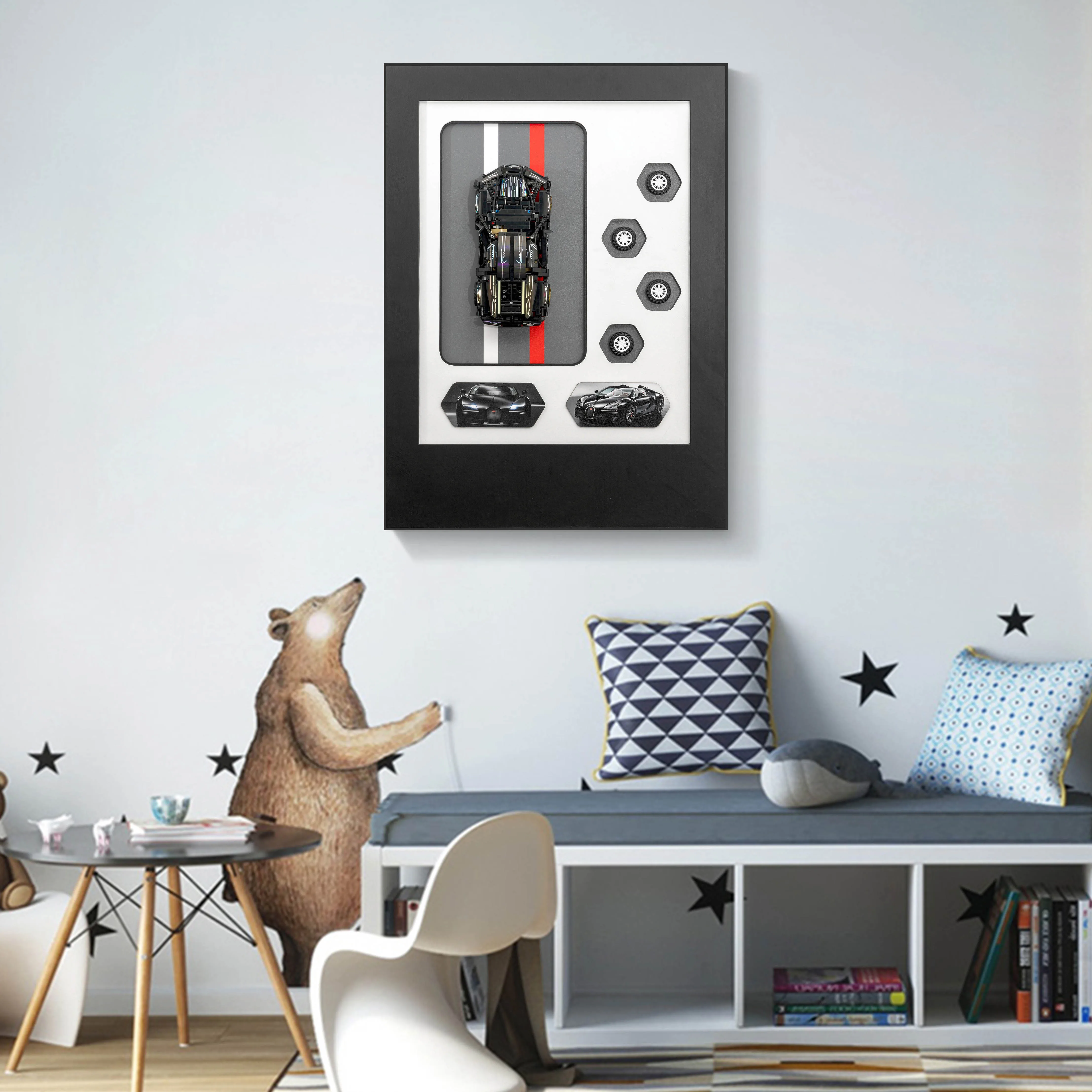 Custom Modern Designs  3D building block sports car decorative painting  New Trendy Modern Art  hanging paintings