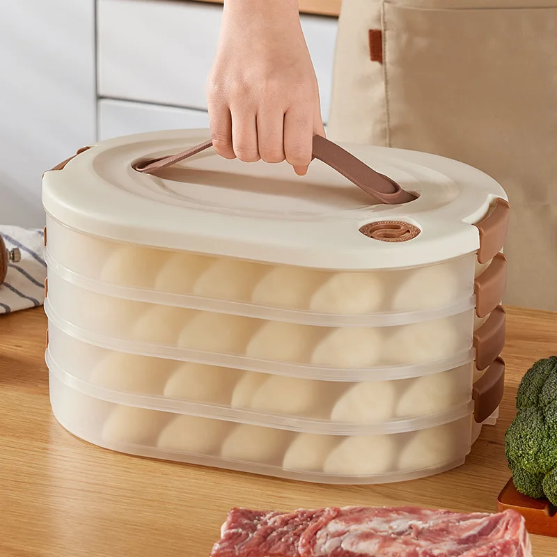 Portable Plastic Dumpling Wonton Freezer Box Multi-layer Food Airtight Storage Container Kitchen Refrigerator Storage Boxes