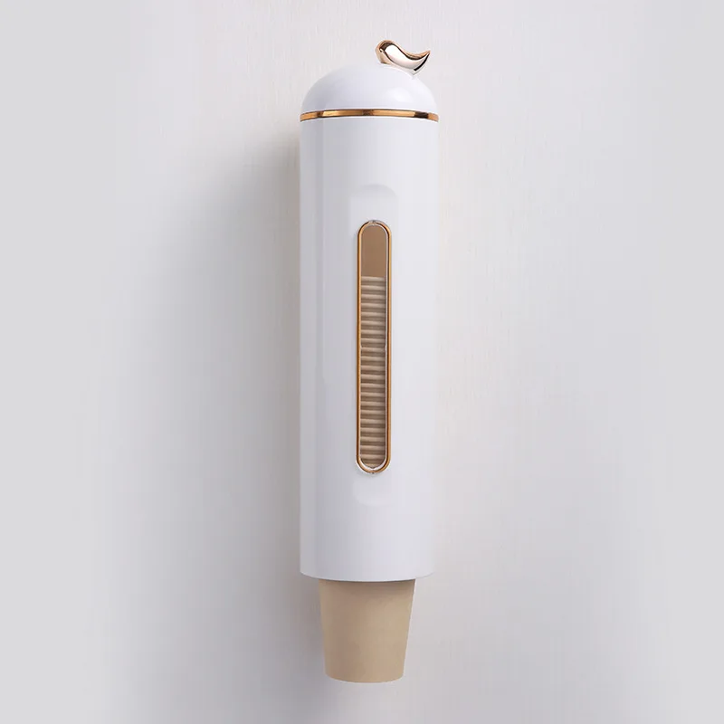 Disposable Water Paper Cup Extractor Holder Dust Proof Wall Mount Cup Dispenser with Storage Box Cup Picker