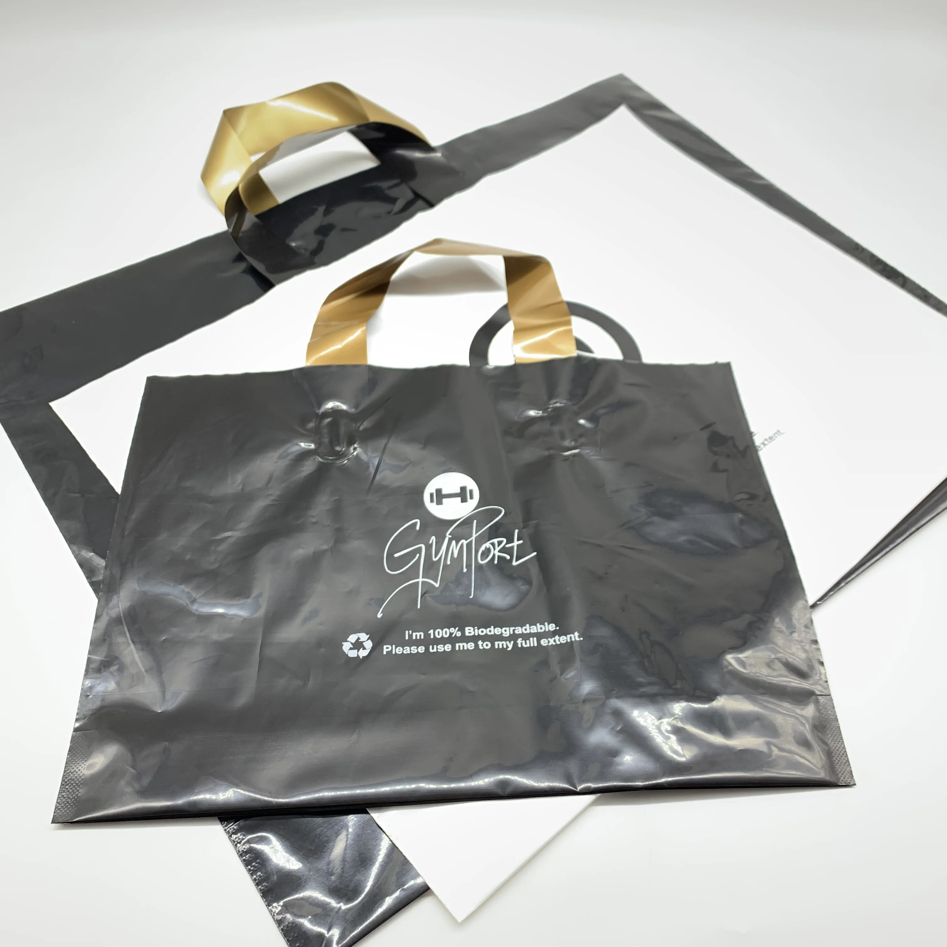 Custom Printed Gusset Side Plastic Die Cut Bag PE Plastic Handle Shopping Bag With Your Own Logo
