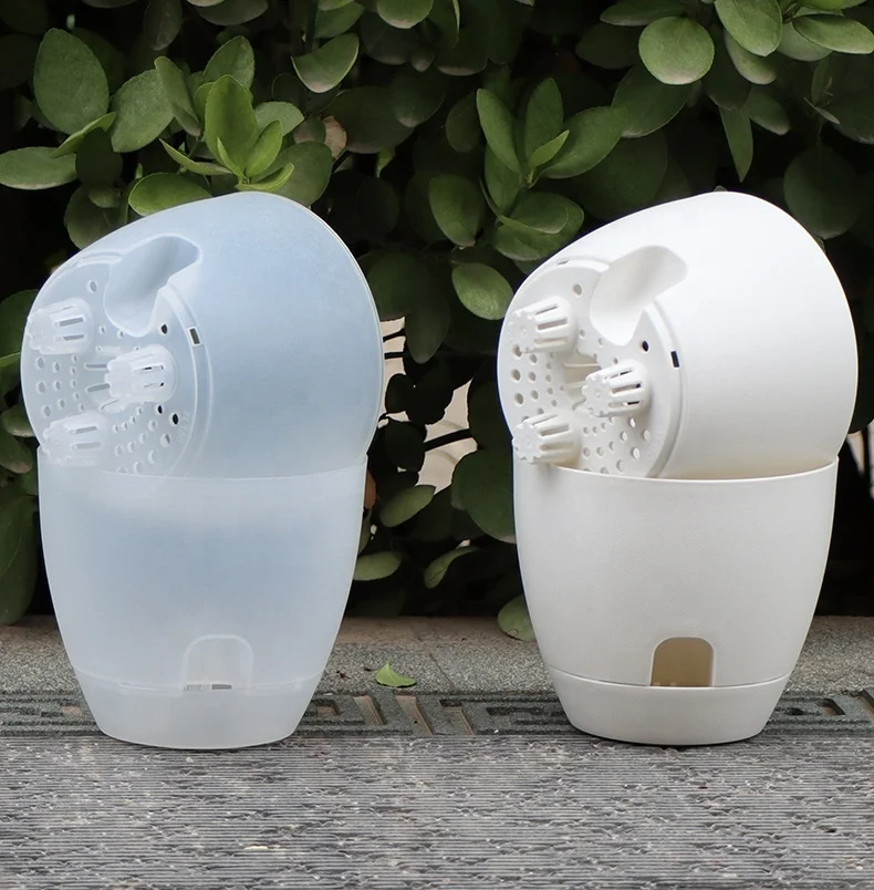 Clear Self Watering Pots for Indoor Plants Plastic Transparent Orchid Plant Pots with Drainage Holes