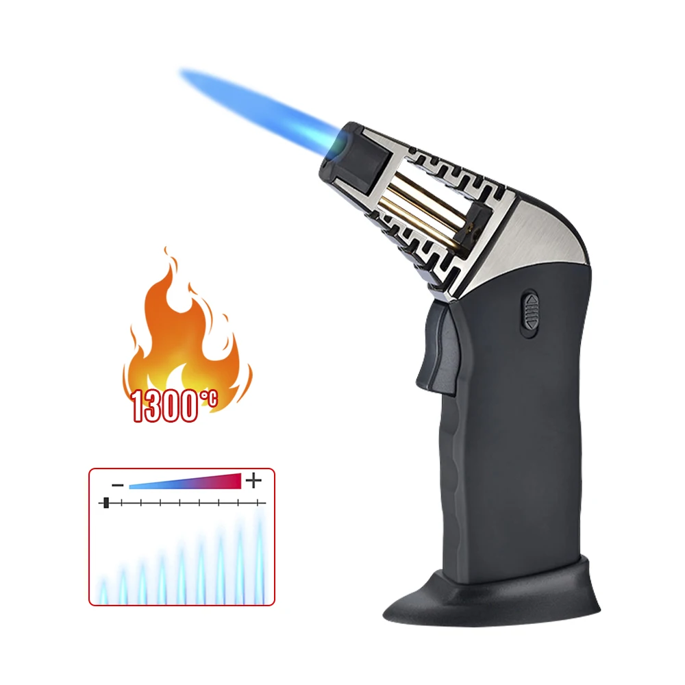 Adjustable Windproof High pressure jet blue Flame Butane Gas Cigar kitchen stove torch Lighter