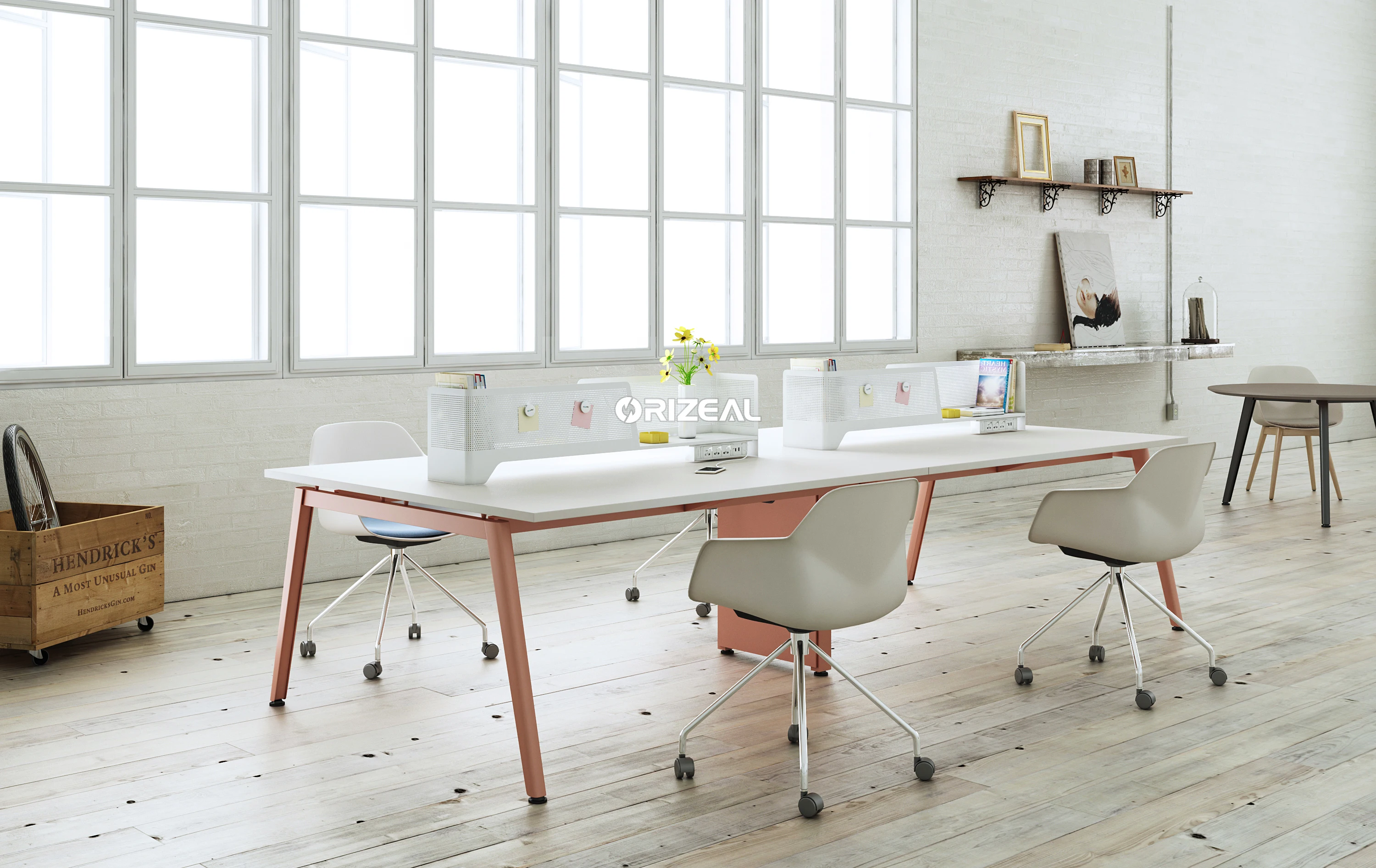 ORIZEAL Modern Swan Legs Office Bench Workstation Desk