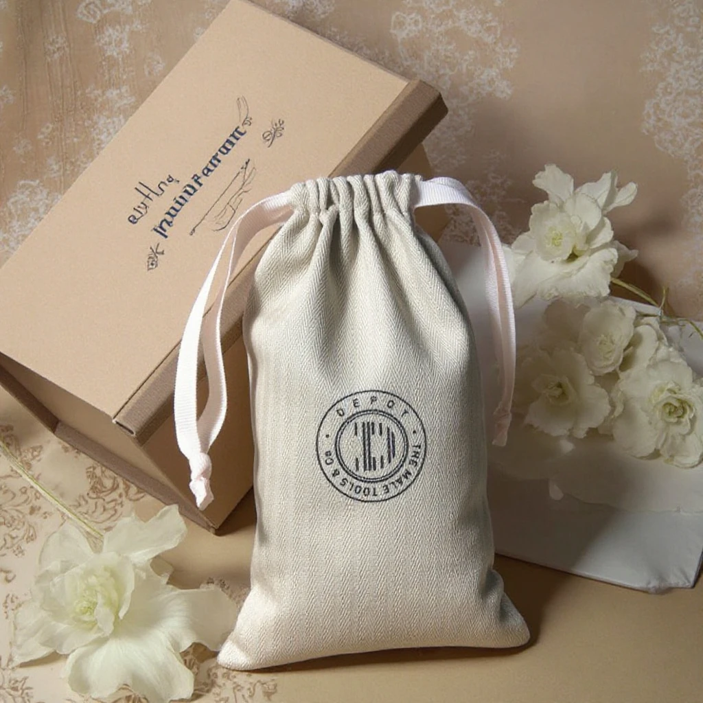 Small Cotton Drawstring Packaging Bag High End Gift Packaging Bag
