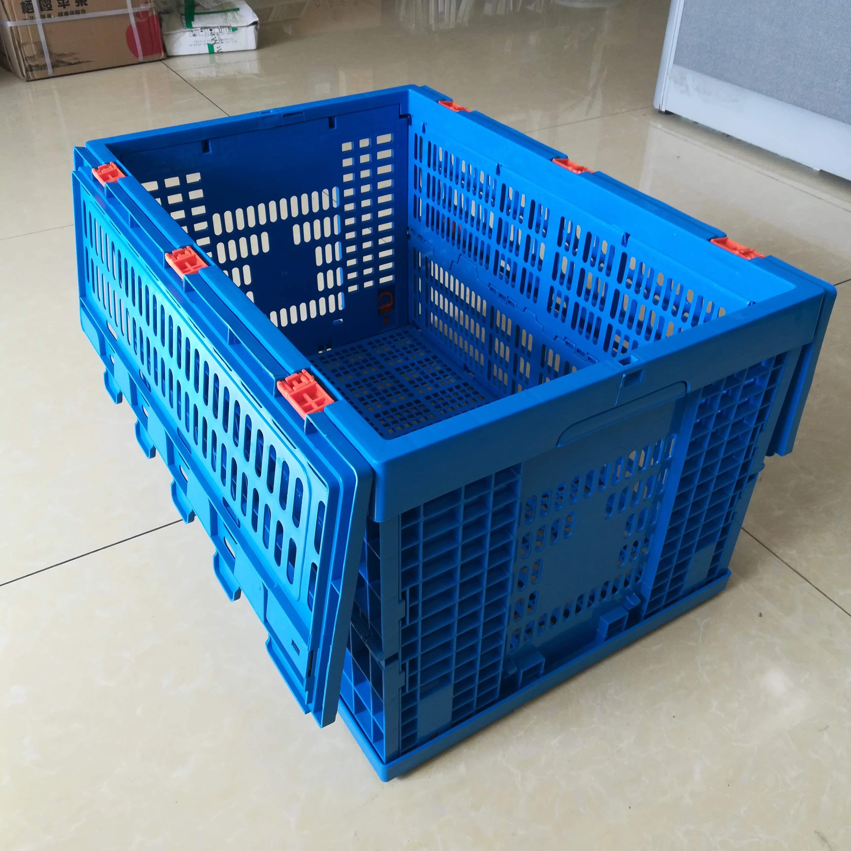 Folding plastic crates turnover boxes for vegetable and fruit storage