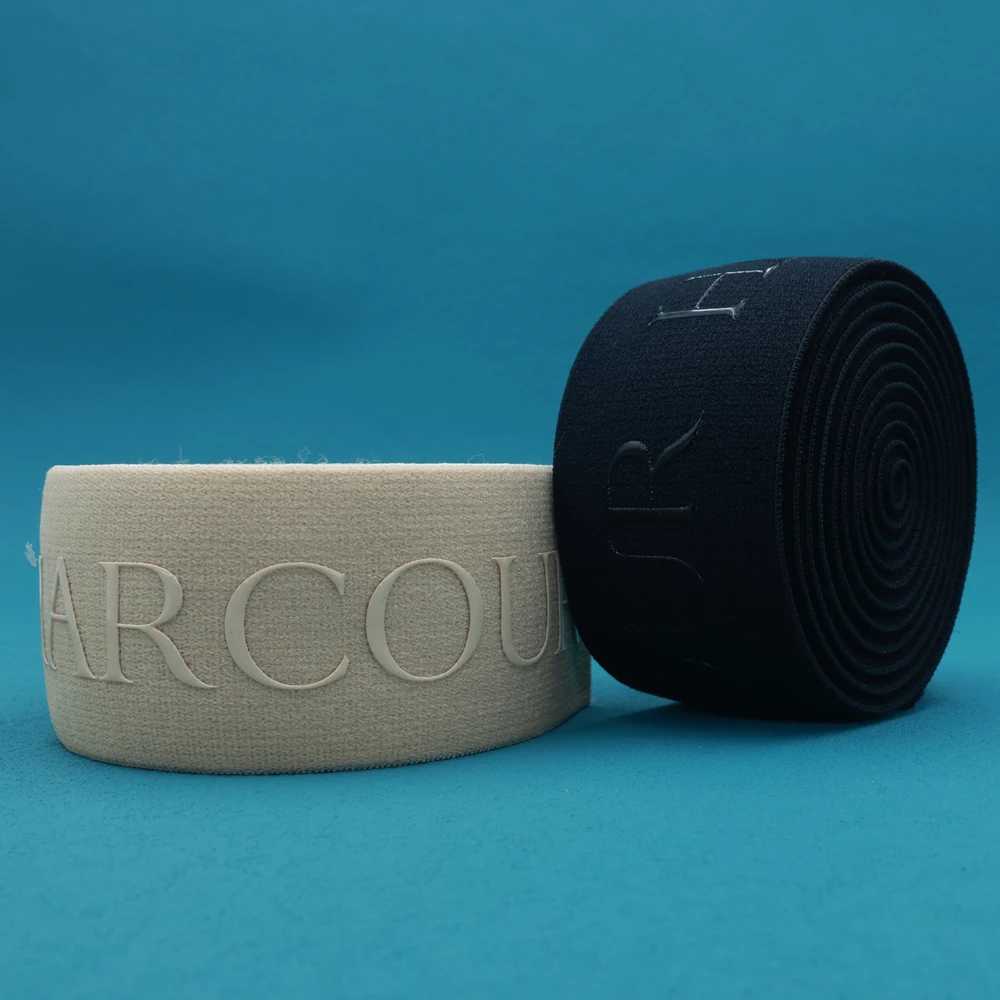 Custom DTM soft nylon polyester woven elastic band anti slip silicone printing branding elastic tape for waistband