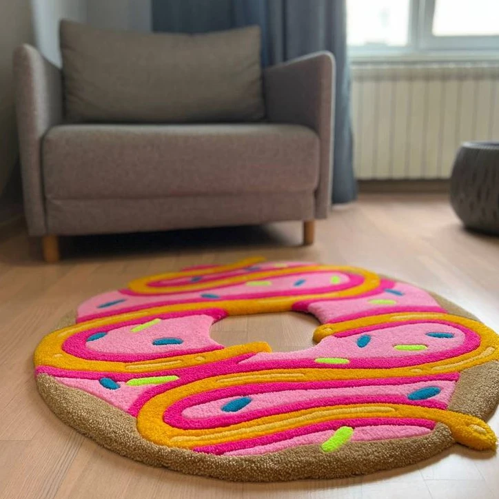 New design food shape floor carpet anti slip microfiber area rug bath mats for living room