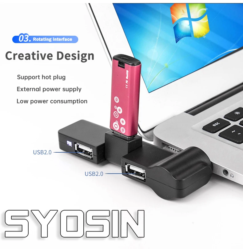  SYOSIN 2021 180 Вращающийся многофункциональный мини USB концентратор 2 0 Креативный дизайн 4 в 1 док-станция для ноутбука портативная ПК