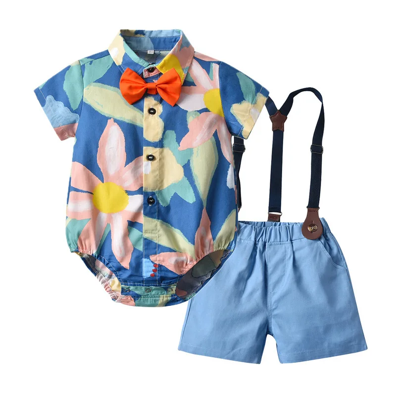 Summer Wholesale Children Kids Clothes Short Sleeve Baby T Shirt Boys Clothing Set Spring  Custom Time Lead Suit