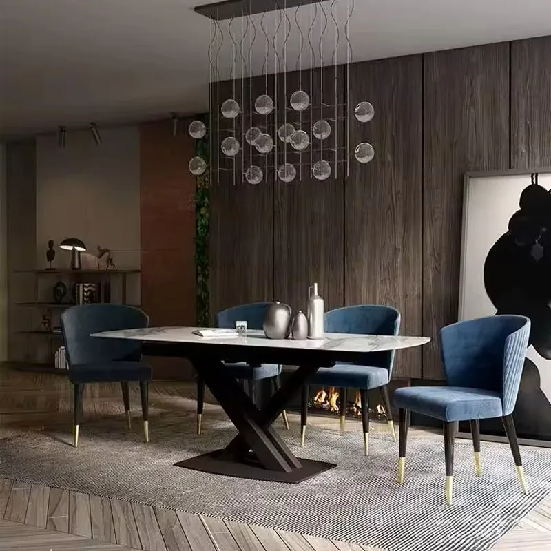 Marble Dining Table Rotary Deformation Dining Table Modern Rock Plate Rectangular Retractable Folding Design Dining Table