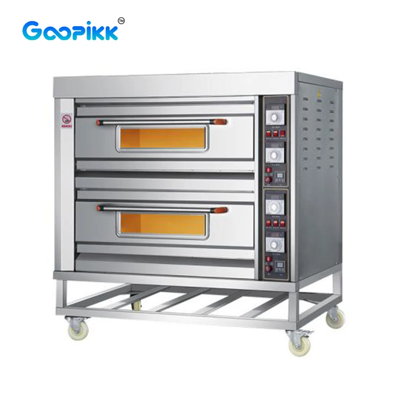 GOOPIKK Commercial Industrial Bakery and Electric Deck Cake Pizza Bread 2 Deck 4 Trays Baking Oven