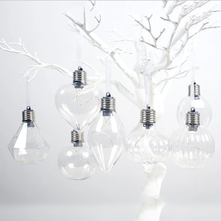 Lighted Christmas Balls Ornaments LED Lights Bulbs Transparent Hanging Shatterproof Balls Fillable Decorations for Xmas Tree
