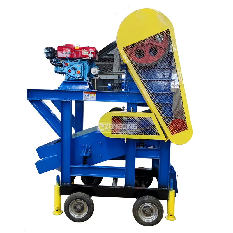 small mobile diesel engine portable jaw crusher machine