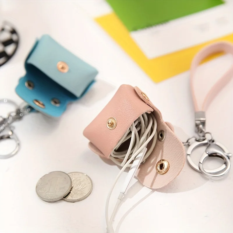 Cute Mini Storage Bag Faux Leather Mini Keychain Handbag Pendant Earphone Ornaments Storage bag for Women