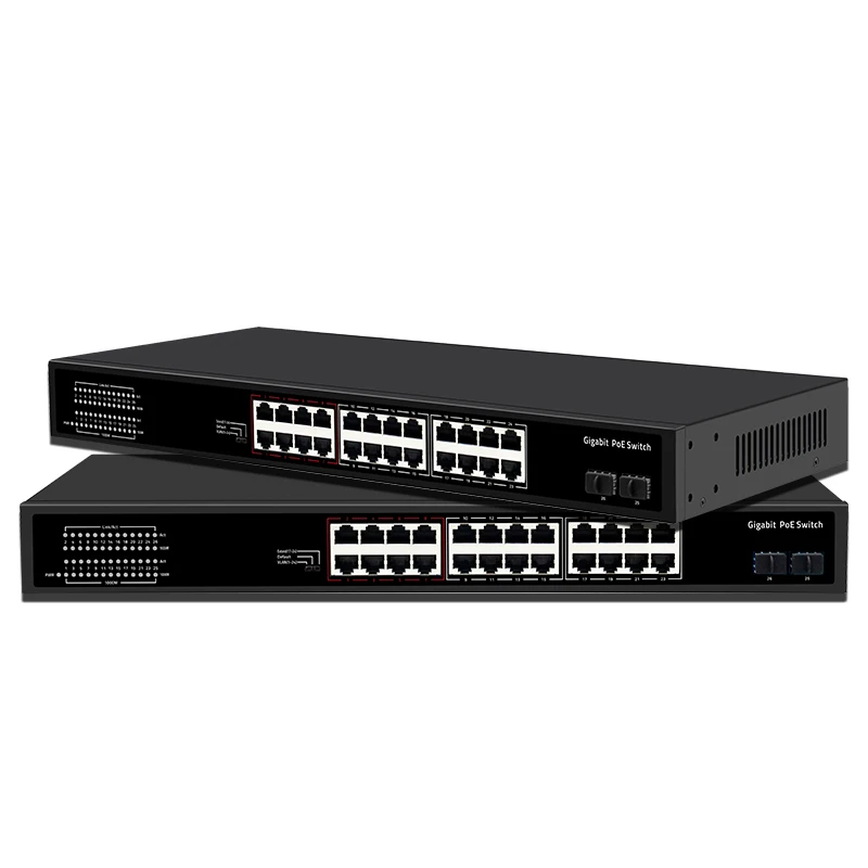 Sailsky неуправляемый 300W/400W Gigabit Ethernet Poe коммутатор сетевой с 24 портами 10/100/1000 Мбит/с плюс 2 Sfp