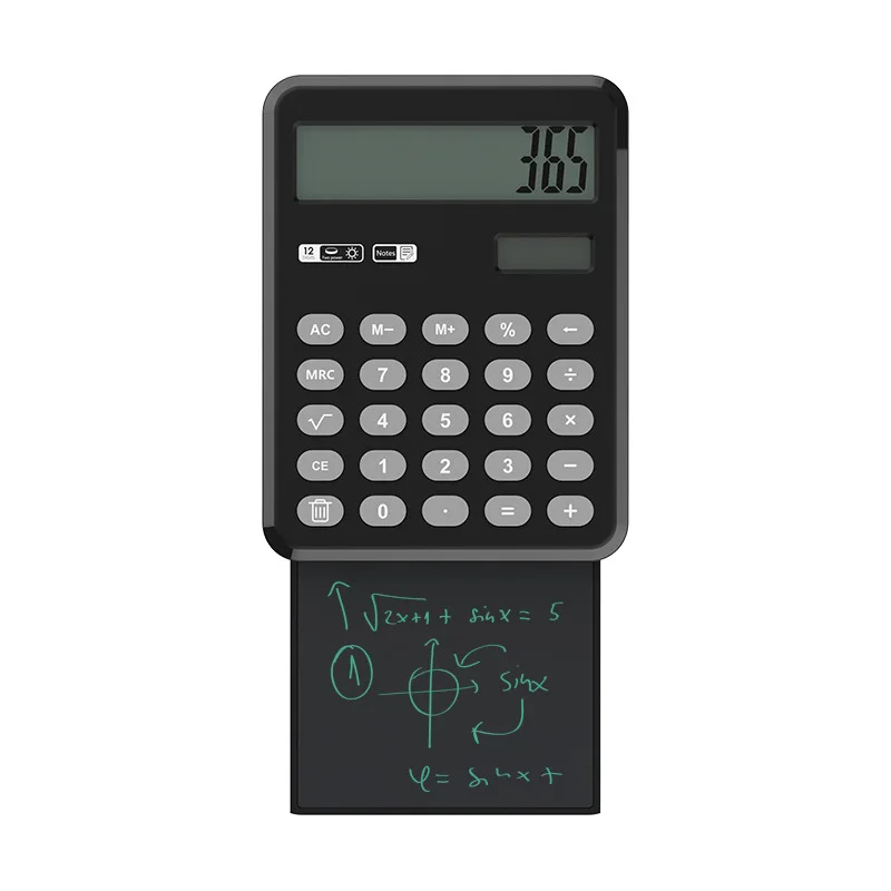 12 digits Portable and Foldable Desktop Multifunction Calculator with Writing Tablet for school supply office and study with pen