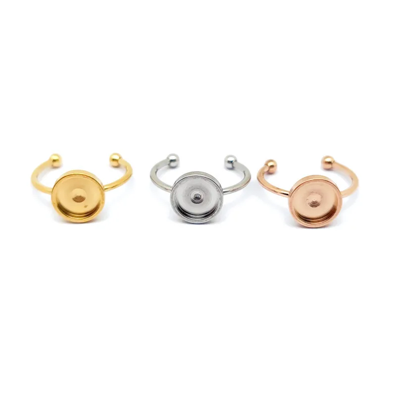 Stainless Steel Gold Plated Adjustable Ring Settings Blank/Base