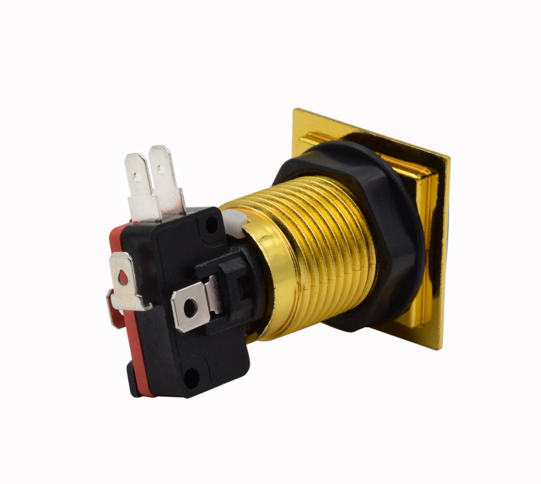 high quality game machine 32mmx32mm illuminated square gold plated push button switch