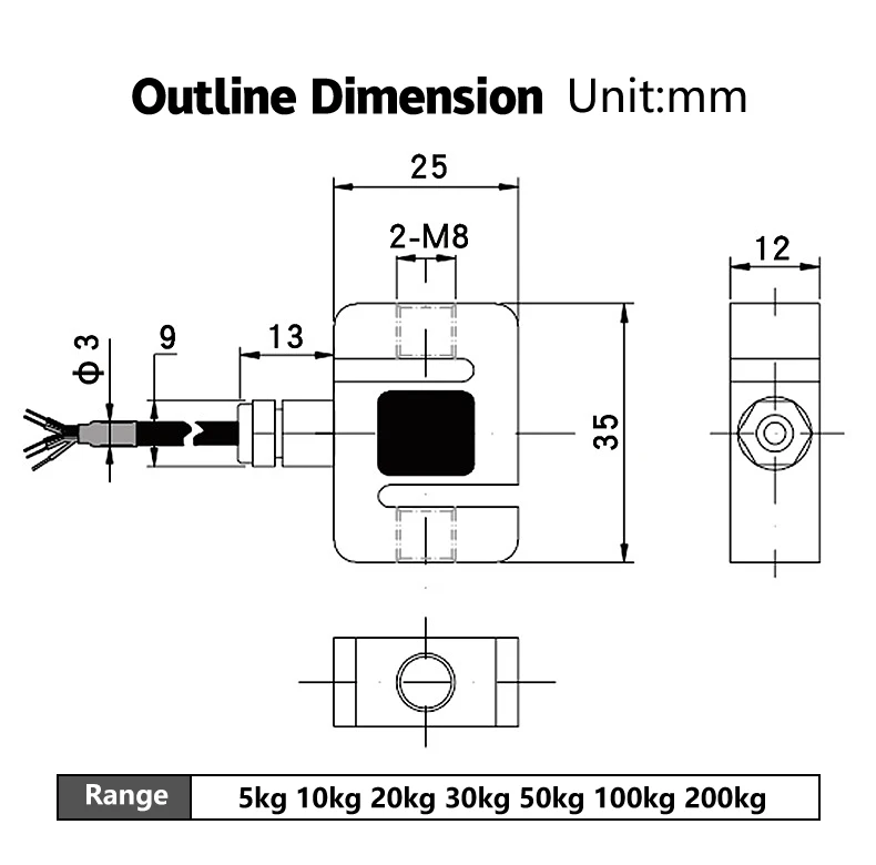 Alloy Steel Push Pull Weight Compression Sensor S-Beam Shape loadcell S Type Load Cell