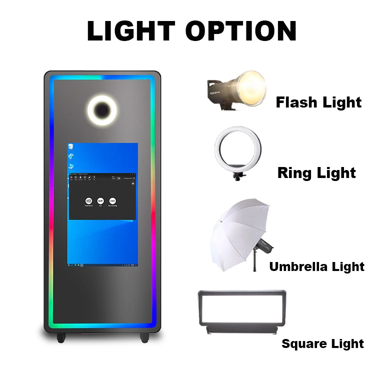 Outstanding Mirror Photo Booth Led Frame Camera Wedding Selfie Magic Mirror Photo Booth Customized Photos