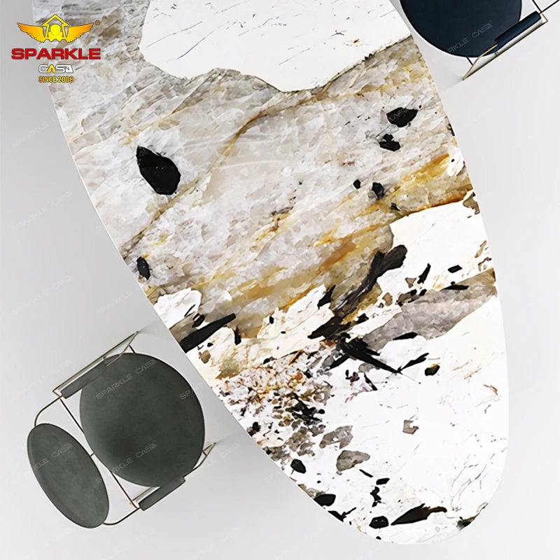 Newest Contemporary Pandora Sintered Stone Marble Dining Table Italian Royal Design for Home Furniture Living Room