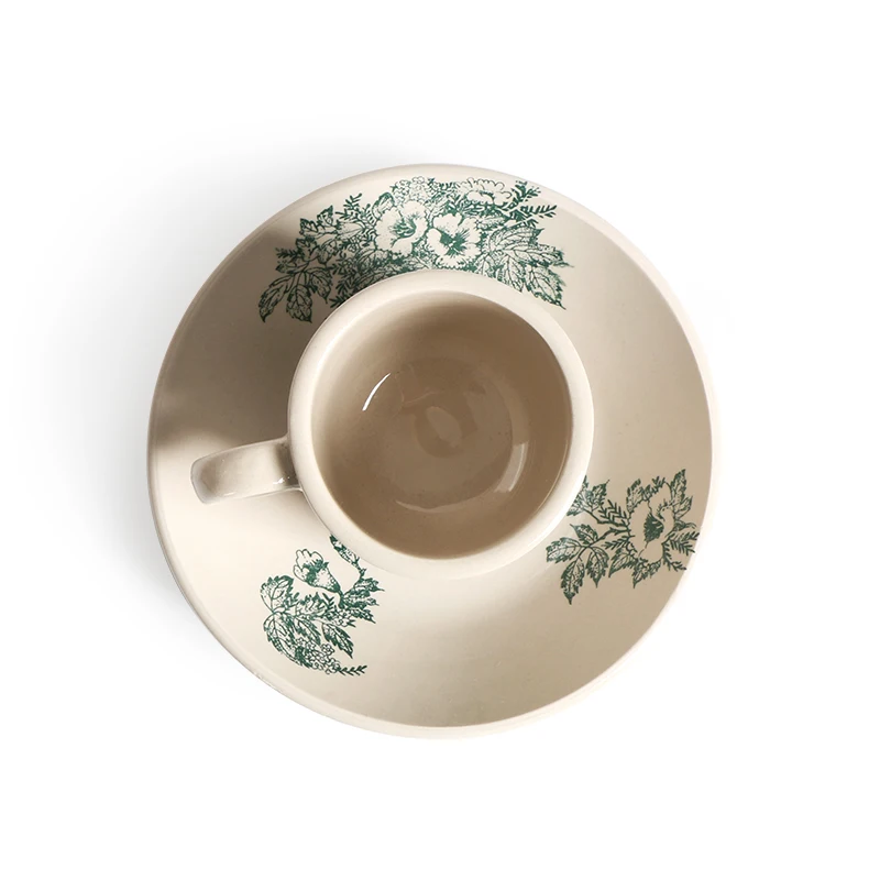 Pottery Drinkware Porcelain Coffee Cup Saucer Turkish Afternoon Tea Cups Vintage Flower Ceramic Mug Ice Cream Cup and Saucer Set